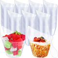300 Pack Clear Plastic Dessert Cups with Tasting Spoons, Appetizer Cups Yogurt Parfait Bowls with Spoons for Party Supplies Catering Chocolate Desserts Buffet Food Display (7 oz)