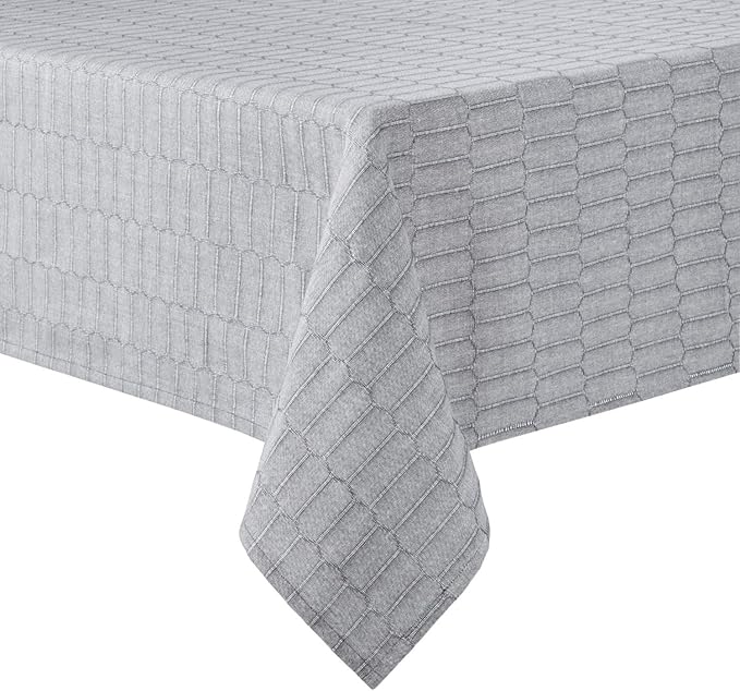 Martha Stewart Honeycomb Modern Farmhouse Tablecloth, Charcoal Grey, 60"x120"