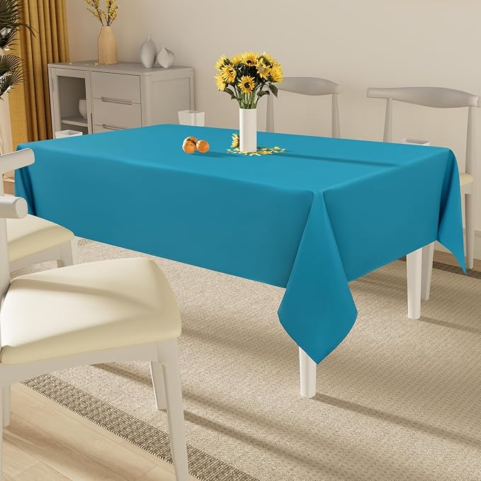 Smiry Rectangle Table Cloth, Waterproof Anti-Scratch Polyester Tablecloth, Decorative Washable Fabric Table Cover for Dining, Buffet, Parties and Outdoor, 60x102, Teal