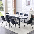 Extendable Dining Table Set for 8, 55'' to 78.8'' Rectangular Thickened Sintered Stone Kitchen Table with 8 Upholstered Chairs, Modern Space Saving 9-Piece Dinner Table Set