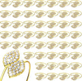 Hotop 60 Pcs Valentine's Day Napkin Rings Gold Table Decorations, Elegant Bling Leaves Napkin Rings, Rhinestone Guest Towels Buckle for Holiday Gather Party, Wedding Dinner Banquet Table Decoration