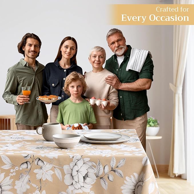Maison d' Hermine Table Cloth Rectangle Table 100% Cotton 60 x 120 Inches Fall Tablecloth Reusable Everyday Use for Thanksgiving Christmas Decorations Dining Farmhouse Party (Pretty Autumn)