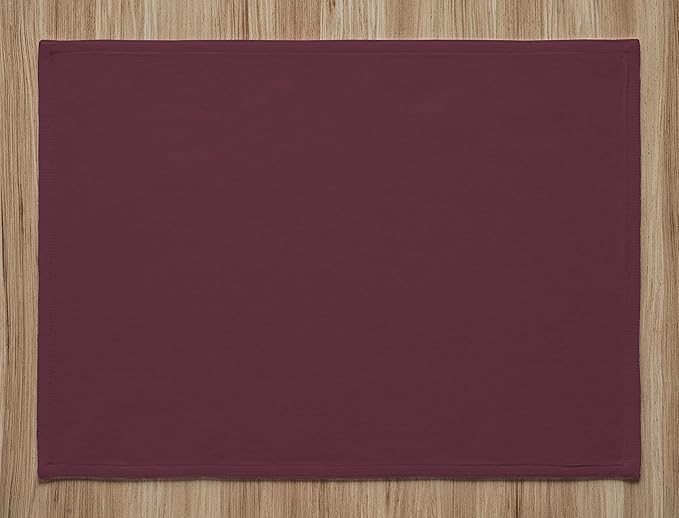 Calicot Placemats Set of 6 100% Cotton Washable Cloth Place Mats, Reusable Table Mats for Spring/Summer & Thanksgiving Christmas Decorations Kitchen Dining Party Wedding (Rouge Brown, 13" x 19")