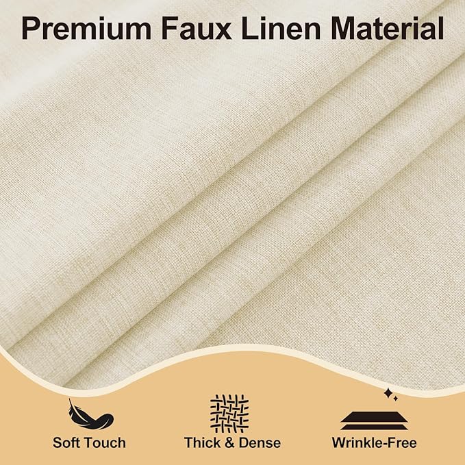 JIUZHEN Round Textured Table Cloth Linen Wrinkle Free Stain Resistant Farmhouse Decorative Circular Tablecloth for Kitchen, Dining, Party, Wedding, Outdoor Use (40 Inch Round,Champagne)