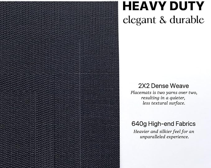 LEXMORE Placemats Set of 4 Vinyl/Plastic Woven Place Mats for Kitchen Table Indoor/Outdoor Washable Placemat Wipeable Dining Table Mats(Black Cube)