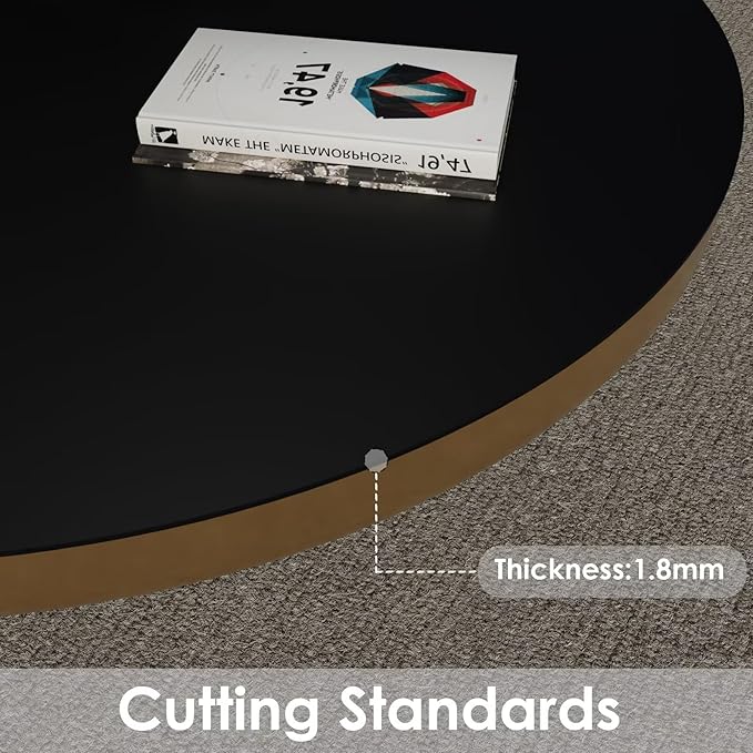 Round Table Pad,1.8mm Thick,Dia.32 Inch,Round Leather Table Cover,Round Table Protector,Round Dining Table Protector,Round Table Top Protector.(Dia.32,Black+Black)