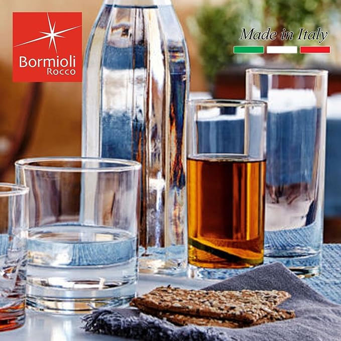 Bormioli Rocco Cortina 13.5 Oz Cooler Glass (Set of 6) - Elegant & Versatile Drinking Glasses for Soft Drinks, Long Drinks, Crushed Ice Beverages - Barware Essential, Dishwasher Safe Glassware
