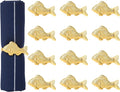 ALPHA Living HOME 12 Pcs Decorative Fish Metal Napkin Ring for Table Settings Napkins Ring for Dining, Anniversary, Birthday, Romantic Dinner, Holiday, Party of Table Setting, Wedding Table (Gold)