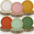 96 Pcs Fall Boho Paper Plates 9 Inch Gradient Scalloped Paper Disposable Dinner Dessert Plates for Birthday Wedding Bridal Party Supplies, 6 Colors