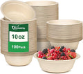 Paper Bowls 10 oz, 100 Pack Small Disposable Bowls, Heavy Duty Paper Bowls for Hot Soup, Salad, Dessert, 100% Compostable Biodegradable Microwavable Safe