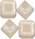 HOME & HOOPLA Wedding Party and Bridal Shower Rustic Burlap and Lace Paper Dessert Plates and Beverage Napkins (Serves 16)