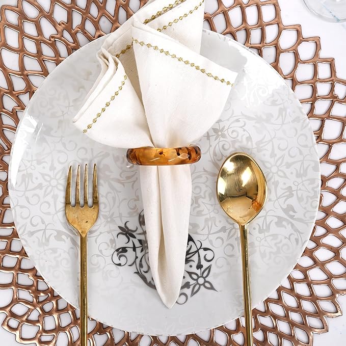 CLEENTABLE Epoxy Resin Napkin Holders for Cloth Napkins Set of 12 - Decorative Napkin Holders for Weddings, Parties & Everyday Dining - Diamond-Top Design in 6 Assorted Pastel Colors