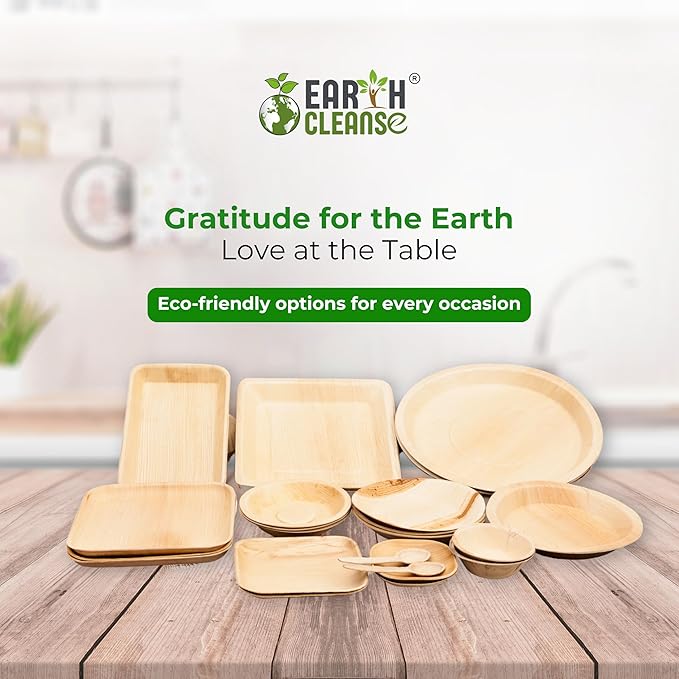 100% Compostable Palm Leaf Plates 9 Inch Square (50 Pack) | Disposable Biodegradable Plates Like Bamboo & Wooden | Microwave & Oven Safe | Eco-Friendly
