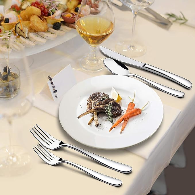 LIANYU 40-Piece Heavy Duty Silverware Set, Stainless Steel Flatware Cutlery Set for 8, Heavy Weight Eating Utensils Tableware, Mirror Polished, Dishwasher Safe