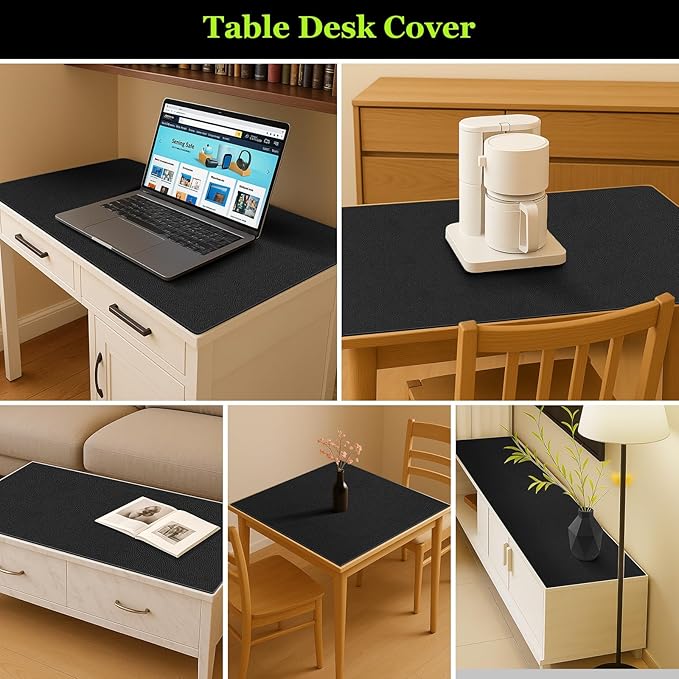 Warmstar Leather Table Cover 14 x40 Inch, 1.8MM Thick PVC Table Protector Waterproof, Desk Cover Protector Non-Slip Table Pad for Kitchen, Dresser, Gaming Desk,Dining Room Table