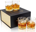 KANARS Whiskey Glasses Set of 4 - Multi Style Crystal Liquor Glasses 10 oz - Rocks Glass Barware For Scotch, Bourbon, Rum and Cocktail, Whisky Gifts for Men Dad Brother Adult
