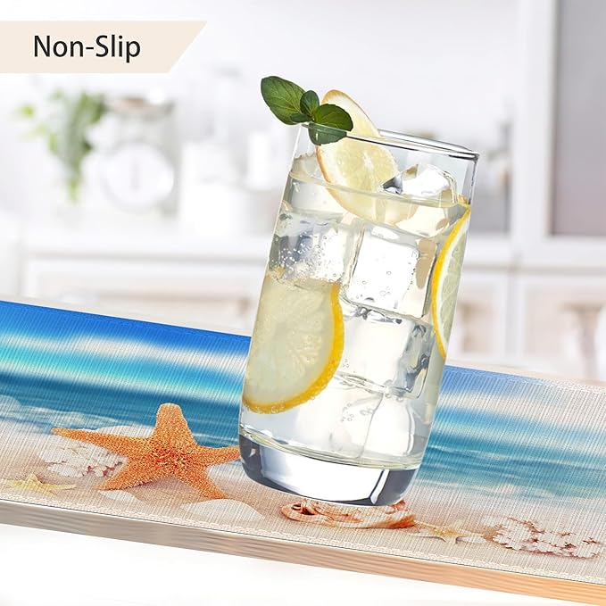Ocean Starfish Placemats Set of 6,Nautical Seashell Coastal Linen Washable Kitchen Dining Table Mats Heat Resistant Place Mats for Home Party Indoor Holiday 12x18 Inch