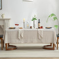 EVERLY Pure Linen Hemstitch Tablecloth,100% Stonewashed French Linen tablecloths for Kitchen Dining Rectangle Tables,60x108Inch Machine Washable Christmas Thanksgiving Organic Tablecloth-Natural Linen