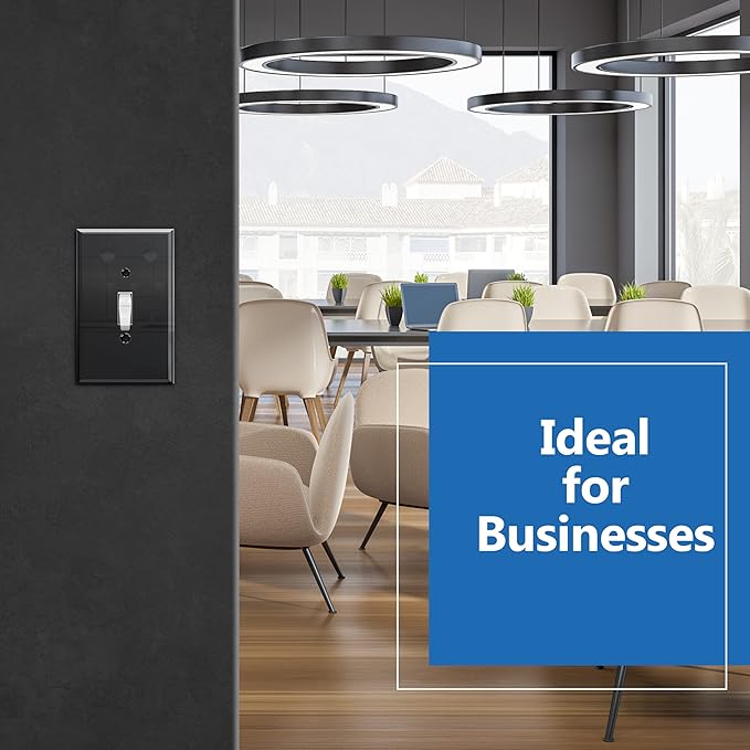 LIDER Toggle Switch Acrylic Wall Plate, Mirrored Light Switch Plate, Plexiglass Switch Cover, Mirror-like Reflective Finish, Modern Upgrade, Oversized 1-Gang 5.25" x 3.44", Black, 5 Pack