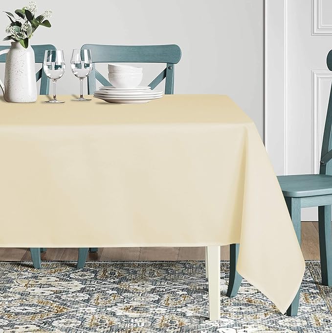 sancua Square Tablecloth - 70 x 70 Inch - Water Resistant Spill Proof Washable Polyester Table Cloth, Decorative Fabric Table Cover for Dining Tables, Buffet Parties and Camping, Beige