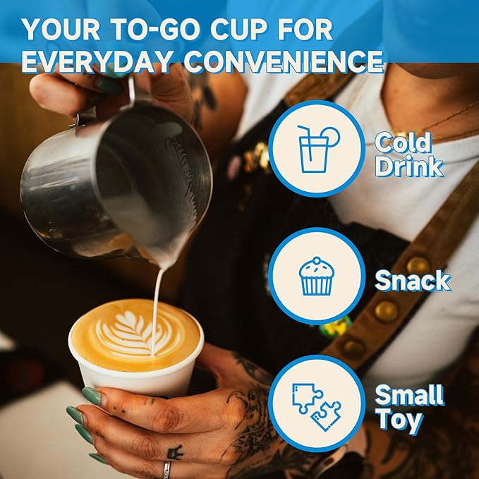 RACETOP Paper Coffee Cups 12 oz 500 pack, Paper Cups Disposable, Hot Coffee Cups, Ideal for Coffee, Beverages (12oz 500 pack white)