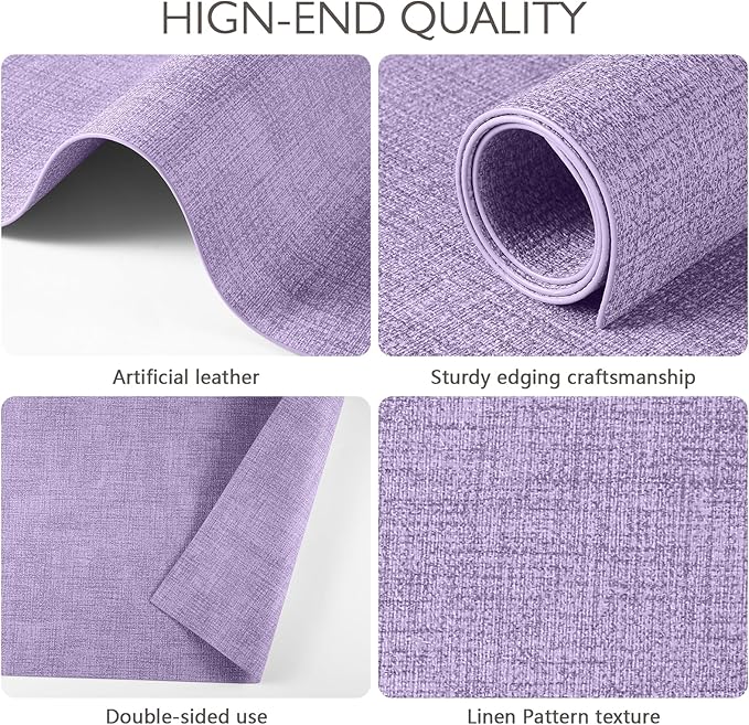 Faux Leather Placemats Set of 8 Washable PU Table mats for Kitchen Table - Heat Resistant, Waterproof, Easy Clean, Anti Slip 11.8" x 17" (Purple-8 Pack)