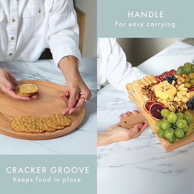 Charcuterie Board Set - Beech Wood Cheese Board for Serving with Accessories - House Warming Gifts for New Home, Bridal Shower & Wedding Gift, Birthday Gifts for Women
