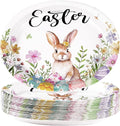 50PCS Easter Oval Paper Plates Easter Decorations 10" X 12" Large Easter Bunny Paper Plates Disposable Easter Party Plates Bunny Egg Flowers Tableware for Spring Easter Holiday Party Supplies