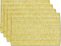 Sweet Home Collection 100% Cotton Placemats for Dining Room Rectangle Two Tone Woven Fabric 13" x 19" Soft Durable Table Mat Set, Set of 6, Gold