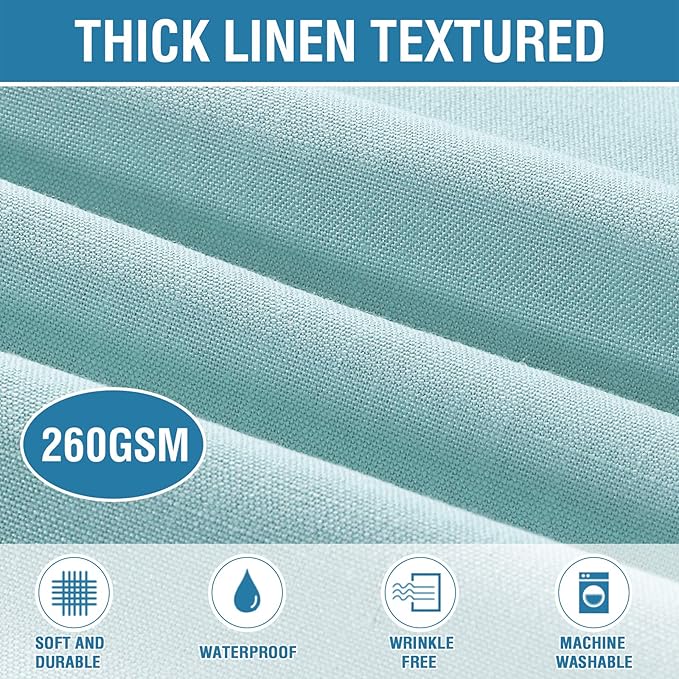 H.VERSAILTEX Linen Textured Table Cloths 54 x 54 Inch Premium Solid Tablecloth Spill-Proof Waterproof Table Cover for Dining Buffet Feature Extra Soft and Thick Fabric Wrinkle Free, Aqua