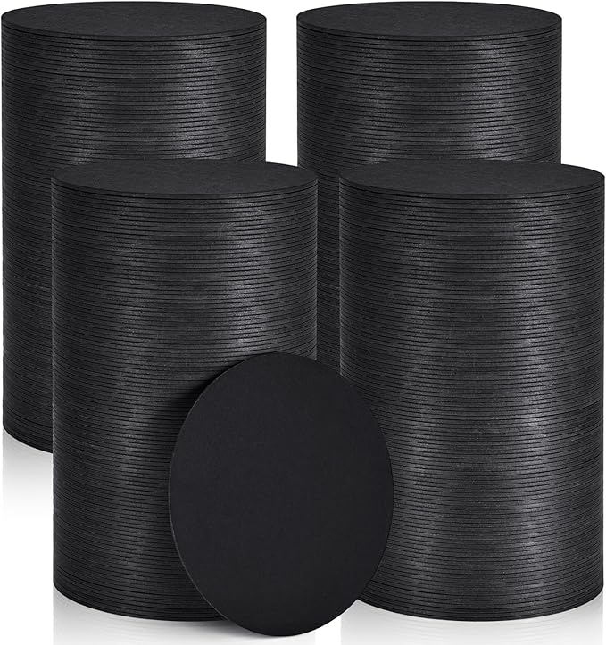 400 Pieces Disposable Paper Coasters, GOH DODD Thickened (1.5MM) 4 Inch Bar Coasters Bulk Absorbent Cardboard Blanks for Drinks DIY Arts Crafts Wedding Party Gifts Education, Black, Square Round