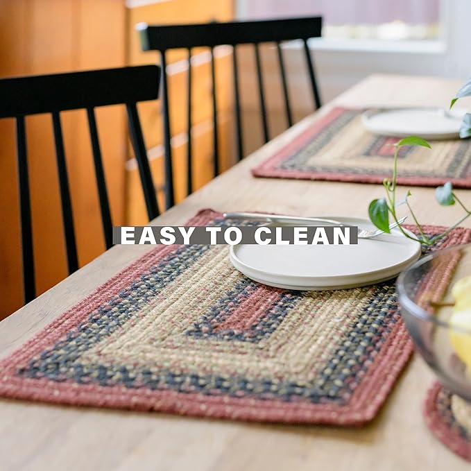 Homespice Highland Braided Oval Table Runner, Rustic Lodge Decor, Multicolor 11x36 - Jute Dining Table Accessories - Rich Colors, Easy to Clean, Durable and Protects Furniture