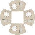 SHACOS Small Round Table Placemats Wedge Placemat Set of 4 Non Slip Heat Resistant Woven Vinyl Table Mats Wipe Clean Indoor Outdoor (4, Beige Yellow)