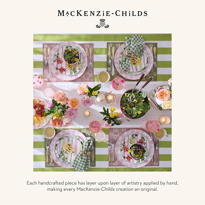 MACKENZIE-CHILDS Set of 4 Sinamay Placemats, Durable Woven Table Mats, Pink