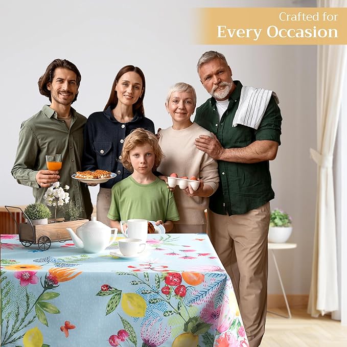 Maison d' Hermine Table Cloth Rectangle Table 100% Cotton 60 x 120 Inches Tablecloth Reusable Decorative for Dining Room Farmhouse Home Valentines Day Decorations Spring Summer - Jardin D'Ete - Mint