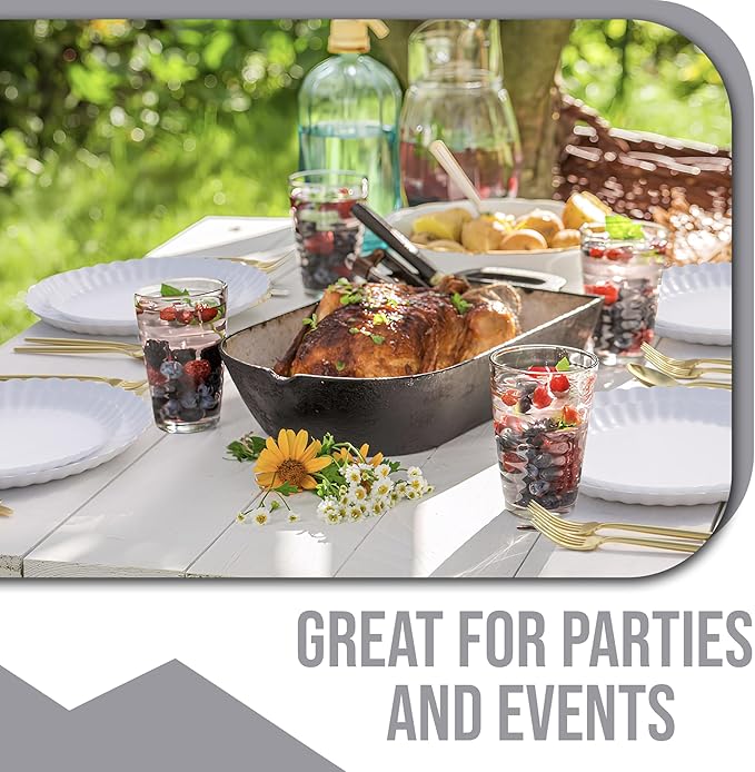 Trendables Floral Paper Plates 8.5 Inch & 10.5 Inch 40 Pcs Dinner Plate Set Fancy Disposable Plates for Party for 20 Guests 20 X 8 & 20 X 10 Large & Small Paper Plate Set for Parties Snow