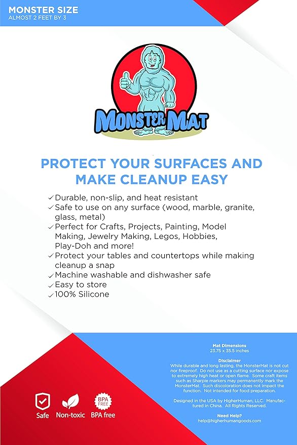 MonsterMat 36x24 Inch Extra Large Silicone Table Protector Craft Mat for Painting, Clay, Projects, Arts and Crafts, Soldering and Resin. Easy Clean Up and Storage. Largest Mat Available. (White)