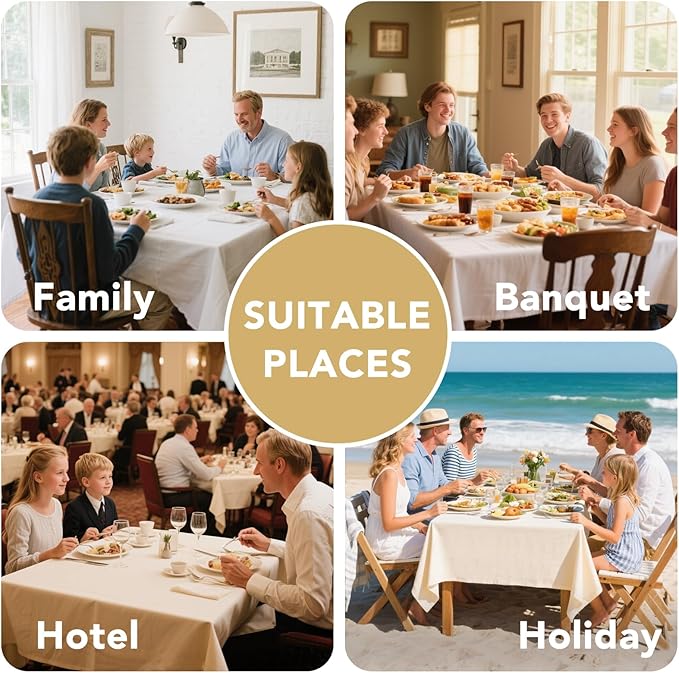 H.VERSAILTEX Linen Table Cloths Rectangle 60 x 120 Inch Premium Tablecloth Spill-Proof Waterproof Table Cover for Dining Buffet Feature Extra Soft and Thick Fabric Wrinkle Free, White