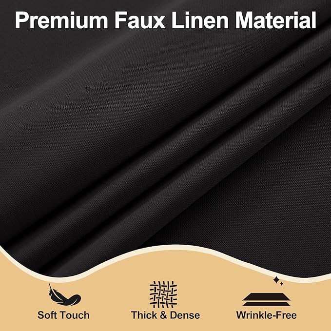 JIUZHEN Round Tablecloth Linen Textured Wrinkle Stain Resistant Farmhouse Table Cloth Decorative Fabric for Kitchen, Dining, Party, Wedding,Outdoor Use,40 Inch Round,Black