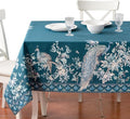 Maison d' Hermine Premium Table Cloth Square Table 100% Combed Cotton 70 x 70 Inches Tablecloth Reusable Decorative for Dining Room, Farmhouse, Party, Festive & Wedding - Peacock Utopia - Deep Sea