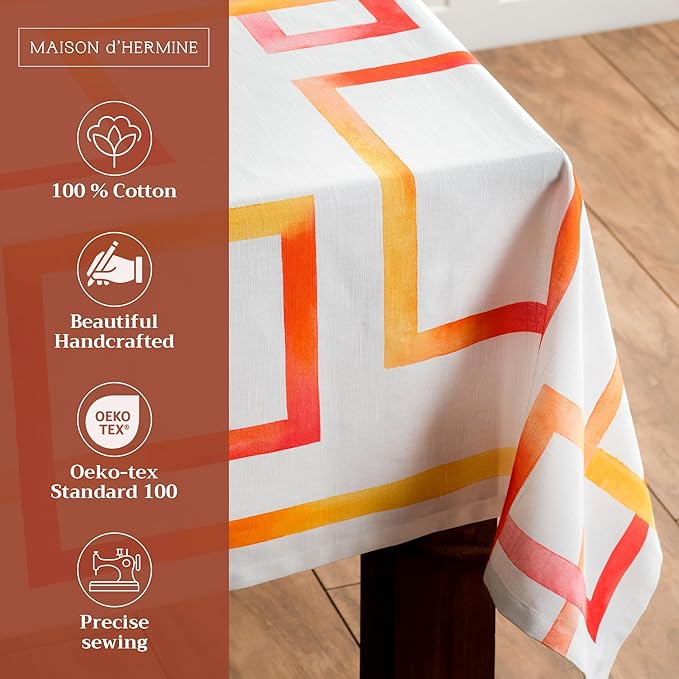 Maison d' Hermine Table Cloth Rectangle Table 100% Cotton 60 x 120 Inches Tablecloth Reusable Decorative for Dining Room Farmhouse Home Valentines Day Decorations Spring Summer - Summer Maze