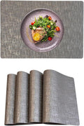 Set of 4 Faux Leather Placemats, Dual‑Sided Non‑Slip Vinyl Placemats, Washable Table Mats, Wipeable Metallic Dining Mats for Kitchen and Dining