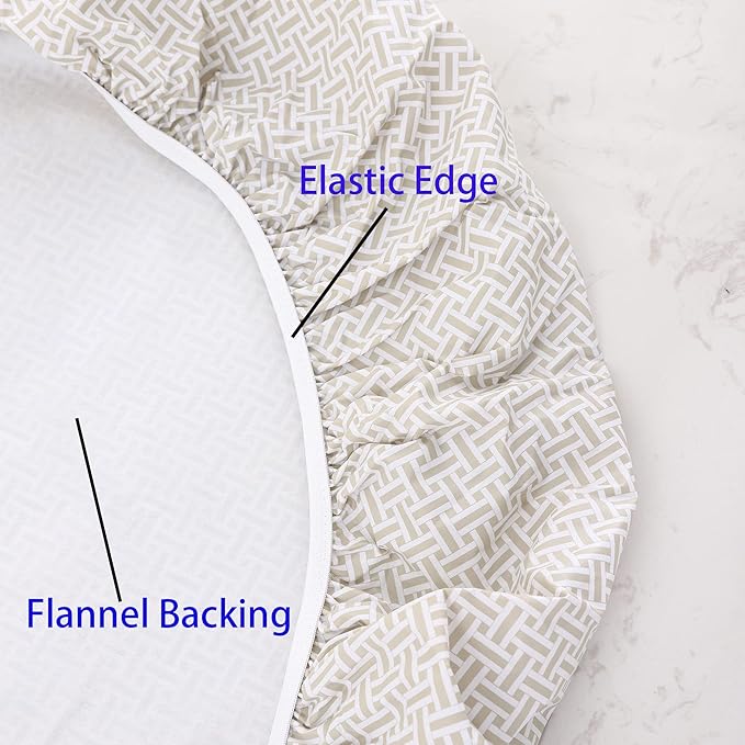 Walrus Round Vinyl Fitted Tablecloth with Flannel Backing Elastic Edge Design Table Cover Waterproof Oil-Proof PVC Table Cloth Stain-Resistant Best for 32"-36" Round