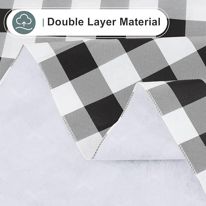 misaya Rectangle Waterproof Vinyl Table Cloth, Buffalo Flannel Backed Tablecloth, Wipeable Plastic Table Cover for Dinner, Kitchen, Outdoor (54" x 78", Black and White)