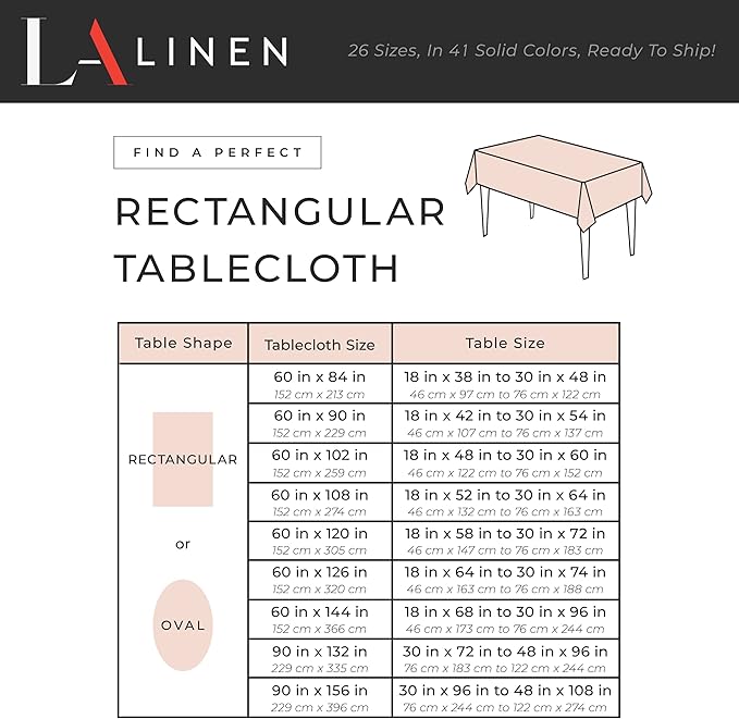 LA Linen Polyester Poplin Washable Rectangular Tablecloth, Stain and Wrinkle Resistant Table Cover 90x132, Fabric Table Cloth for Dinning, Kitchen, Party, Holiday 90 by 132-Inch, Burgundy