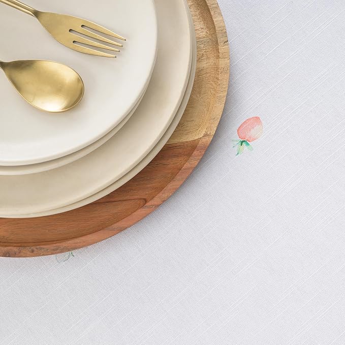 Maison d' Hermine Table Cloth Round Table 100% Cotton 69 Round Inches Tablecloth Reusable Decorative for Dining Room Farmhouse Home Valentines Day Decorations Spring Summer - Bunny Party