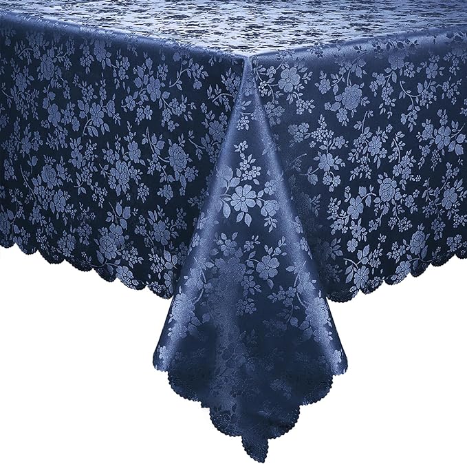 Smiry Rectangle Table Cloth, Waterproof Heavy Duty Vinyl Tablecloth, Wipeable Washable Table Cover for Kitchen and Dining Room (Navy Blue, 54" X 108")