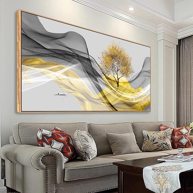 Tucai Decor Framed Wall Art Canvas Modern Light Luxury Abstract Ink Landscape Wall Art Canvas Framed for Living Room Decoration, Bedroom, Home and Office Wall Decor 20x40inch (Framed)