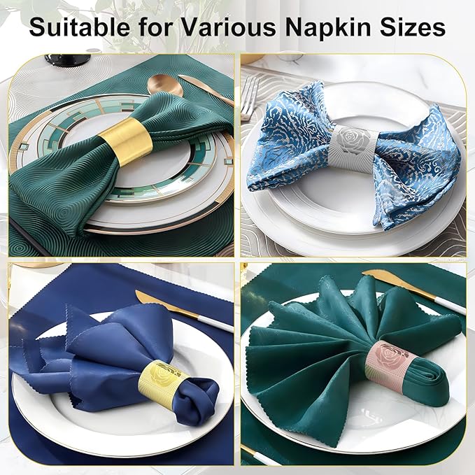 Christmas Napkin Rings Set of 200, 5 Colors in 1, Reusable Adjustable Napkin Bands for Holiday Parties, Wedding, Thanksgiving Table Decor, Waterproof Tear-Proof (Mix Colors) Great Gift Idea