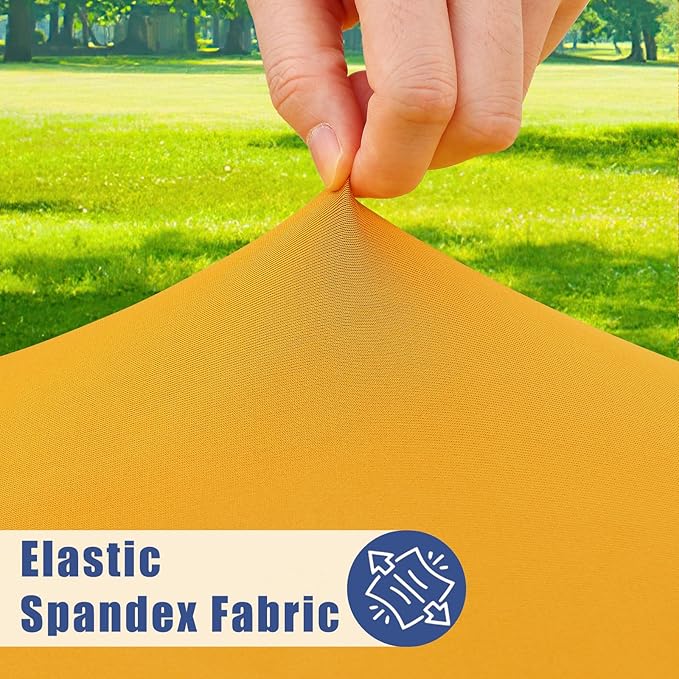 Round Spandex Tablecloth 2 Pack, Elastic Fitted Waterproof Tablecloths for 45"-56" Tables, Stretch Washable Picnic Table Cover for Camping, Dining, Indoor and Outdoor, Mustard Yellow